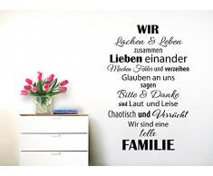 Wandaro Wandtattoo Spruch Wir sind eine tolle Familie I Schwarz 58 x 90cm I Flur Wohnzimmer Aufkleber Selbstklebend Wandaufkleber Wandsticker Wandtatoos W3301