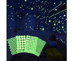 HOMMINI leuchtsterne selbstklebend Leuchtsticker Wandtattoo, 556 Leuchtsterne/Leuchtpunkte für deinen Sternenhimmel- selbstklebend und fluoreszierend Leuchtaufkleber für Schlafzimmer Kinderzimmer
