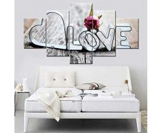 13Tdfc 5 Teilig Leinwand Wanddeko Liebe Romantik, Rose Malerei Leinwanddrucke Geschenk 5 Stück Leinwand Bilder Moderne Wandbilder XXL Wohnzimmer Wohnkultur 150X80Cm