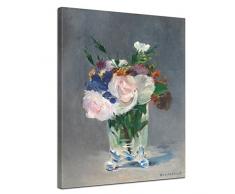 Bilderdepot24 Leinwandbild - Édouard Manet - Blumen in Einer Kristallvase - 30x40cm einteilig - Alte Meister - Kunstdruck - Leinwandbilder - Bild auf Leinwand
