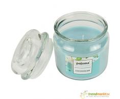 trendmarkt24 Edel-Duft-Kerze DuftKerze Kokosnuss im Bonbon-Glas mit Deckel 48-55 h Brenndauer hellblau 11,5 x Ø 8,5 cm groß exklusiver Kerzen-Duft Raumdüft für innen 100% Paraffin 392262-A