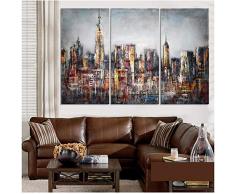 Gstbgbr Modernen Stil Abstrakte Ölgemälde Leinwand Retro Stadt Landschaft Ölbilder Dekorative Malerei Wandkunst 3 Stück dekoration-60x80x3cm