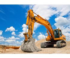 wandmotiv24 Fototapete Bagger Baumaschine Technik S 200 x 140cm - 4 Teile Fototapeten, Wandbild, Motivtapeten, Vlies-Tapeten Graben, Maschine M0520