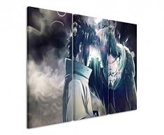 Leinwandbild 3 teilig Uchiha_Brothers_Naruto_3x90x40cm (Gesamt 120x90cm) _Ausführung schöner Kunstdruck auf echter Leinwand als Wandbild auf Keilrahmen