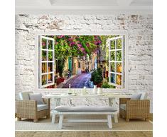 Fototapete Fenster 352 x 250 cm - Vliestapete - Wandtapete - Vlies Toscana Phototapete - Wand - Wandbilder XXL Steinwand Ziegelstein Ziegelsteinwand !!! 100% MADE IN GERMANY !!! Runa Tapete 9018011a