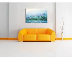 Lila Diestel Feld im Retro Look Format: 120x80 auf Leinwand, XXL riesige Bilder fertig gerahmt mit Keilrahmen, Kunstdruck auf Wandbild mit Rahmen, günstiger als Gemälde oder Ölbild, kein Poster oder Plakat