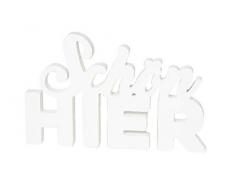 HEITMANN DECO Schriftzug aus Holz Schön Hier - Aufsteller, Dekofigur - modern, Dekoration für innen - weiß