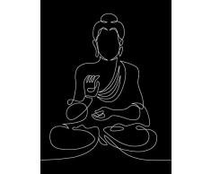 Queence | Acrylglasbild Meditate | Wandbild | Glasbild | Acrylbild | Rahmenlos | One Line Collection | mit Aufhängesystem, Größe:60x90 cm