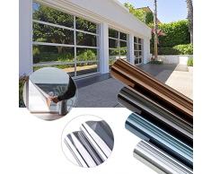 KINLO 300 x 75cm Spiegelfolie Sonnenschutzfolie Ohne Kleber für Fenster aus PVC 99% UV-Schutz Privatsphäre Glas Fensteraufkleber Fensterfolie (Schwarz grau)