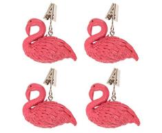 MIK Funshopping 4er Set Tischdeckenbeschwerer - Mit Stahlclips, maximale Klemmkraft - Tischdecken-Gewichte ca. 185 g schwer - Ideal für den gedeckten Tisch (Flamingo)