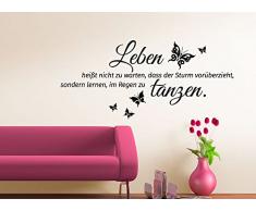 Grandora W996 Wandtattoo Spruch Leben heißt nicht zu warten... Wandaufkleber Wandsticker schwarz (BxH) 80 x 37 cm