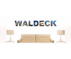 INDIGOS UG - WANDTATTOO / Wandsticker / Wandaufkleber / Aufkleber farbige Wandschrift Städtename Waldeck mit Sehenswürdigkeiten 180 x 24 cm Länge