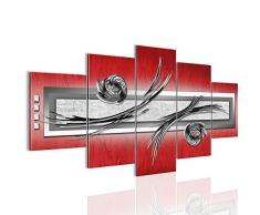 Bilder Abstrakt Wandbild 200 x 100 cm Vlies - Leinwand Bild XXL Format Wandbilder Wohnzimmer Wohnung Deko Kunstdrucke Rot 5 Teilig - MADE IN GERMANY - Fertig zum Aufhängen 102851a