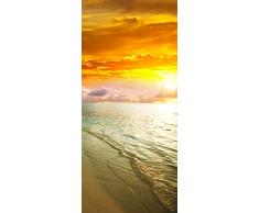 Bilderdepot24 Türtapete selbstklebend Sonnenuntergang am Strand I 90 x 200 cm - einteilig Türaufkleber Türfolie Türposter - Strand Abend Sandstrand Meer