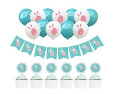 Ostern Girlande Deko Set Hase Dekoration Wimpelkette Ballons Kuchendekoration