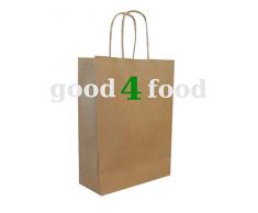 50 Papiertragetaschen mit Kordel - Kordeltragetasche in braun 22+10x28 cm - good4food