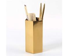 anruo 1 Stück Metallvase Büro Desktop Briefpapier Aufbewahrungsbox Glas