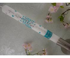 Taufkerze Kommunionkerze Lebensbaum silber mint Taufkerzen Kommunionkerzen Junge Mädchen 400/40 mm inklusive Beschriftung