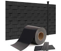 HENGMEI 105m x19cm Sichtschutzfolie PVC Sichtschutzstreifen mit Zaunfolie Befestigungsclipse Windschutz Stabmattenzaun Gartenzaun Blickdicht Doppelstabmatten für Gartenzaun, Balkon (Anthrazit, 105m)