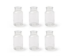 ZARTMANN LIVING Glasflasche Braxton - 6er Set - 14 cm - Glasvase - Tischvase - Klar - Tischdeko für Hochzeit, Taufe, Geburtstag, Gartenparty, Jubiläum, Kommunion, Konfirmation