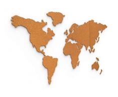 Kork-Weltkarte 100x50 cm – selbstklebende Pinnwand aus robustem 6mm dicken Kork – 3d Wandtattoo Weltkarte – von Davom (XL)