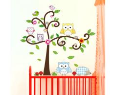 Wandkings Eulenbaum und Waldtiere Wandsticker XL Set, 57 Aufkleber, GesamtflÃ¤che 130 x 70 cm