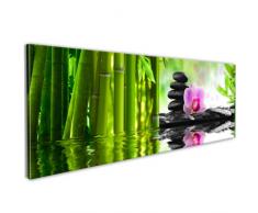 murando - Bilder 150x50 cm - Leinwandbilder - Fertig Aufgespannt - Vlies Leinwand - 1 Teilig - Wandbilder XXL - Kunstdrucke - Wandbild - Blumen Bambus Spa Steine Blumen Orchidee Natur Feng Shui grün schwarz rose 030210-115