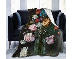 Retro Blumen Barock Vase Blumen Warme und ultraweiche Micro Fleece Decke für Bett Sofa Camping 50x40in