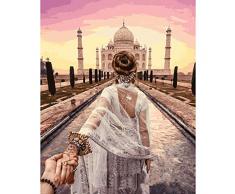 DOORWD Malen Nach Zahlen Kit Romantik Hand in Hand Thema Für Erwachsene Kinder Anfänger Und Senioren DIY Handgemalt Ölgemälde 40 * 50 cm Leinen Leinwand Kunst Malerei Wohnkultur (Ohne Rahmen)