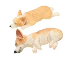 B Blesiya 2pcs Mini Dekofigur Corgi Tierfigur Gartendeko Dekohund Hund Mini Dekofiguren Tier Tischdeko
