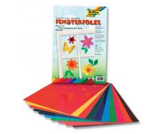 folia 455409 - Fensterfolie, selbsthaftend, transparent, farbig sortiert, ca. 23 x 33cm, 10 Blatt - ideal zur Gestaltung von Fensterbildern
