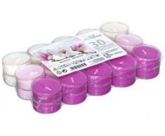 30x Duftteelichter Magnolie in Einer Transparenten Hülle, mit Duft, Farbe: weiß, rosa, Duftteelicht (Duft: Magnolie)