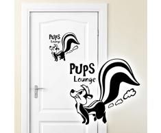 Grandora WC Türaufkleber Pups Lounge + Stinktier I schwarz (BxH) 20 x 19 cm I Badezimmer Bad Wandaufkleber Wandsticker Wandtattoo Aufkleber Sticker W981