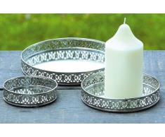 Kerzenteller 3er-Set aus Eisen und Glas (10 / 15 / 20 cm)