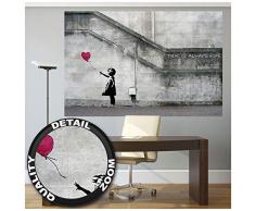 GREAT ART XXL Poster – Banksy Art Balloon Girl – Wandbild Dekoration There is Always Hope Banksy Girl Balloon Banksi Street Style Stencil Wandposter Fotoposter Wanddeko (140 x 100 cm)