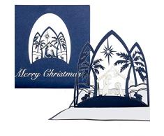 Pop-Up KarteKrippe - Merry Christmas, Weihnachtskarte mit Krippe, Pop Up Karte zu Weihnachten, 3D Karte mit Weihnachtskrippe, Adventskarte, Christmas Greeting Card