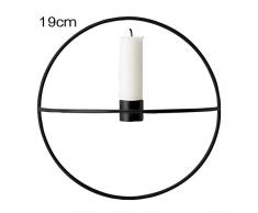 Surenhap Wandteelichthalter, Wandkerzenhalter Wanddekoration 3D Geometrische Rund Metall Kerzenständer auch als Blumenhalter Size 19cm (Schwarz)