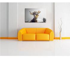 Lustiges Portrait einer Kuh B&W Detail, Format: 80x60 auf Leinwand, XXL riesige Bilder fertig gerahmt mit Keilrahmen, Kunstdruck auf Wandbild mit Rahmen, günstiger als Gemälde oder Ölbild, kein Poster oder Plakat