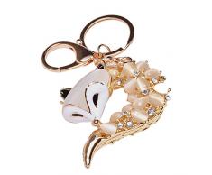 Hacoly Fuchs Schlüsselring Anhänger Kristall Schlüsselbund taschenanhänger Dekofigur Schlüsselanhänger Mode Schlüsselringen Persönlichkeit Keychain Metall Schlüsselhalter - golden