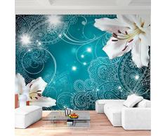 Fototapete Lilien Blumen Türkis Vlies Wand Tapete Wohnzimmer Schlafzimmer Büro Flur Dekoration Wandbilder XXL Moderne Wanddeko - 100% MADE IN GERMANY - Runa Tapeten 9197010a