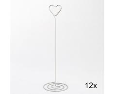 EinsSein 12x Tischkartenhalter Heart Wired Silber Big Tischkartenhalter Platzkartenhalter Namenskartenhalter Herz