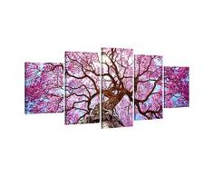 ge-Bildet Leinwandbild Rosa Lapacho Baum in Pocone - Brasilien, 150x70 cm, 5 teilig