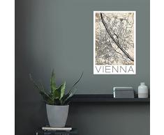 artboxONE Poster 60x40 cm Städte Städte / Wien Kartografie Reise Retro City Map Vienna beige hochwertiger Design Kunstdruck - Bild Städte Städte / Wien Kartografie Reise von David Springmeyer