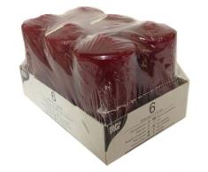 6 Stumpenkerzen Ø 60 mm · 115 mm, Farbe: bordeaux