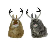 Homyl 2pcs Wolpertinger Dekofigur Hase Kaninchen Tierfigur Gartenfigur, auch als Kinder oder Freund Geschenk