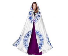 QuqUshop Chinesische Porzellanmalerei Stil Porzellanteller Mit Kapuze Umhang Für Mädchen Erwachsene Umhang 59 Zoll Für Weihnachten Halloween Cosplay Kostüme