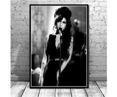 QIANLIYAN Öl Leinwand Gemälde Amy Winehouse Musik Sänger Star Pop Poster Drucke Frau Custom Art Wandbilder für Wohnzimmer Home Decor 40X60Cm ohne Rahmen