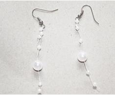 2 Ohrringe mit Perlengirlanden - Hochzeit Farbe weiss