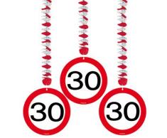 Folat Geburtstag Party Verkehrsschild 7,6 cm Dekoration zum Aufhängen – 30.