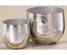 Boltze Vase Flaire Übertopf Aluminium Silber 2er Set